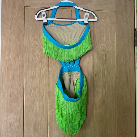 Weissman Blue and Green Fringe Dance Costume - Picture 6 of 8